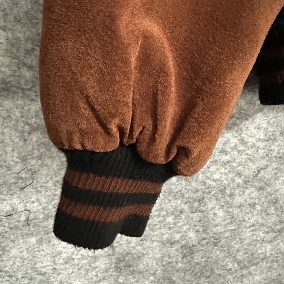 Vintage Varsity Letterman Mens Jacket XL Black Brown Elbow Patches Full Zip - Picture 15 of 15